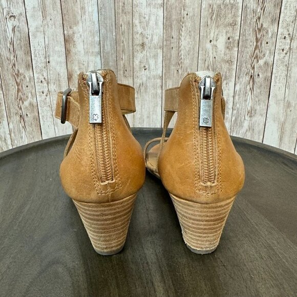 Lucky Brand Womens Jestah Wedge Sandals Ankle Strap Leather Zip-Up Size 7M - Picture 5 of 12